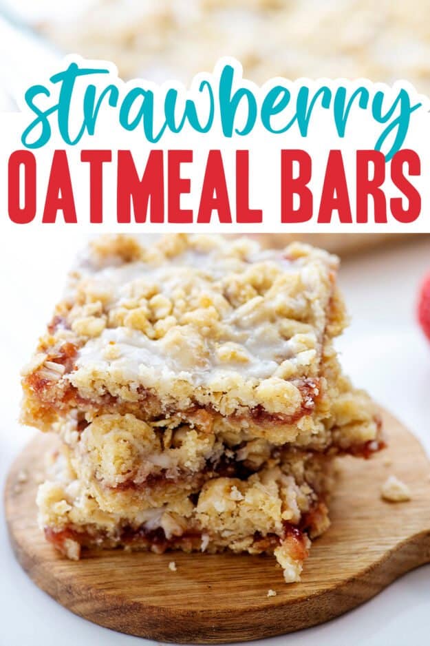 oatmeal bars stacked on small board.
