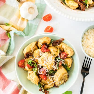 pasta salad in bowls.