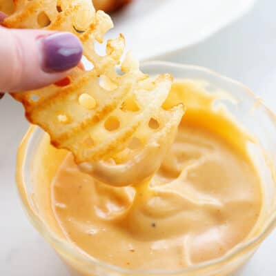 copycat chick fil a sauce recipe in small bowl.