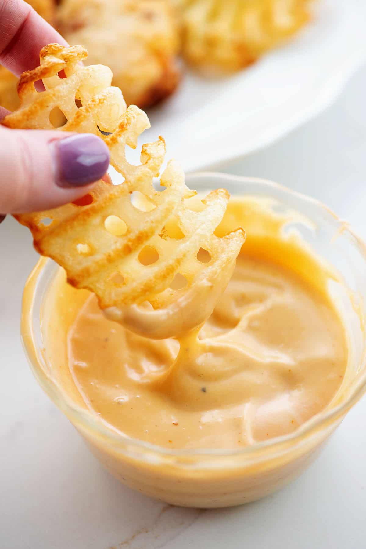 copycat chick fil a sauce recipe in small bowl.