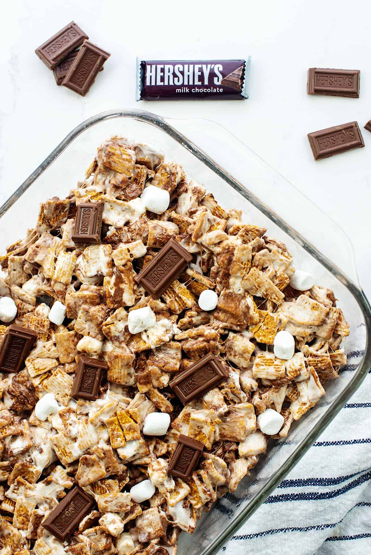 s'mores cereal bars in pan.