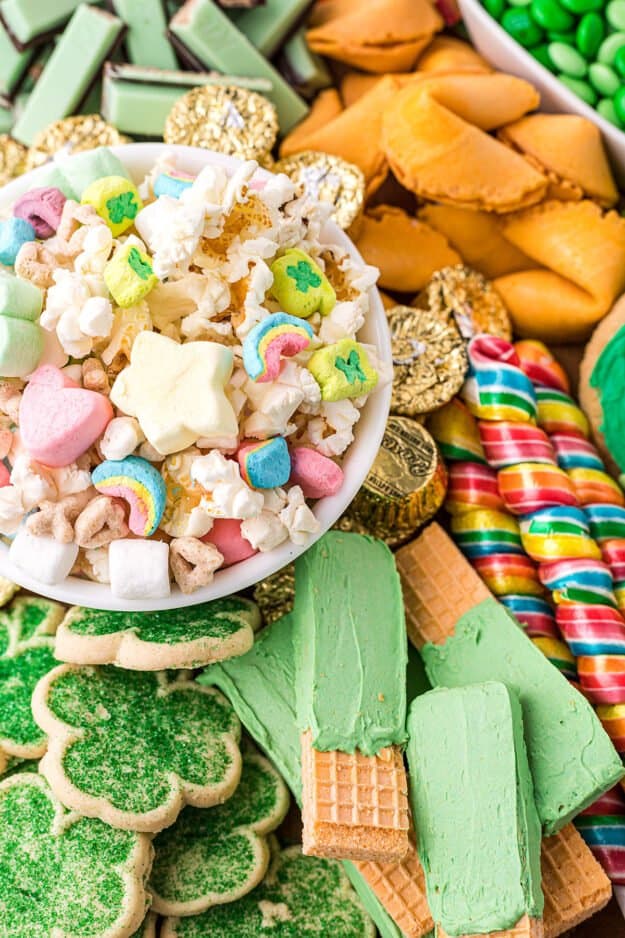 snack board loaded with treats.