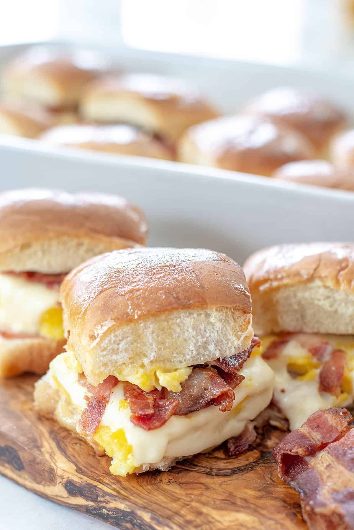 breakfast sliders on plate.