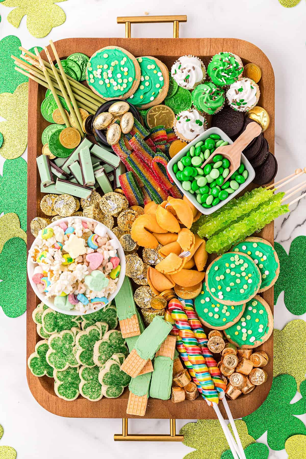 St. Patrick's Day snack board.