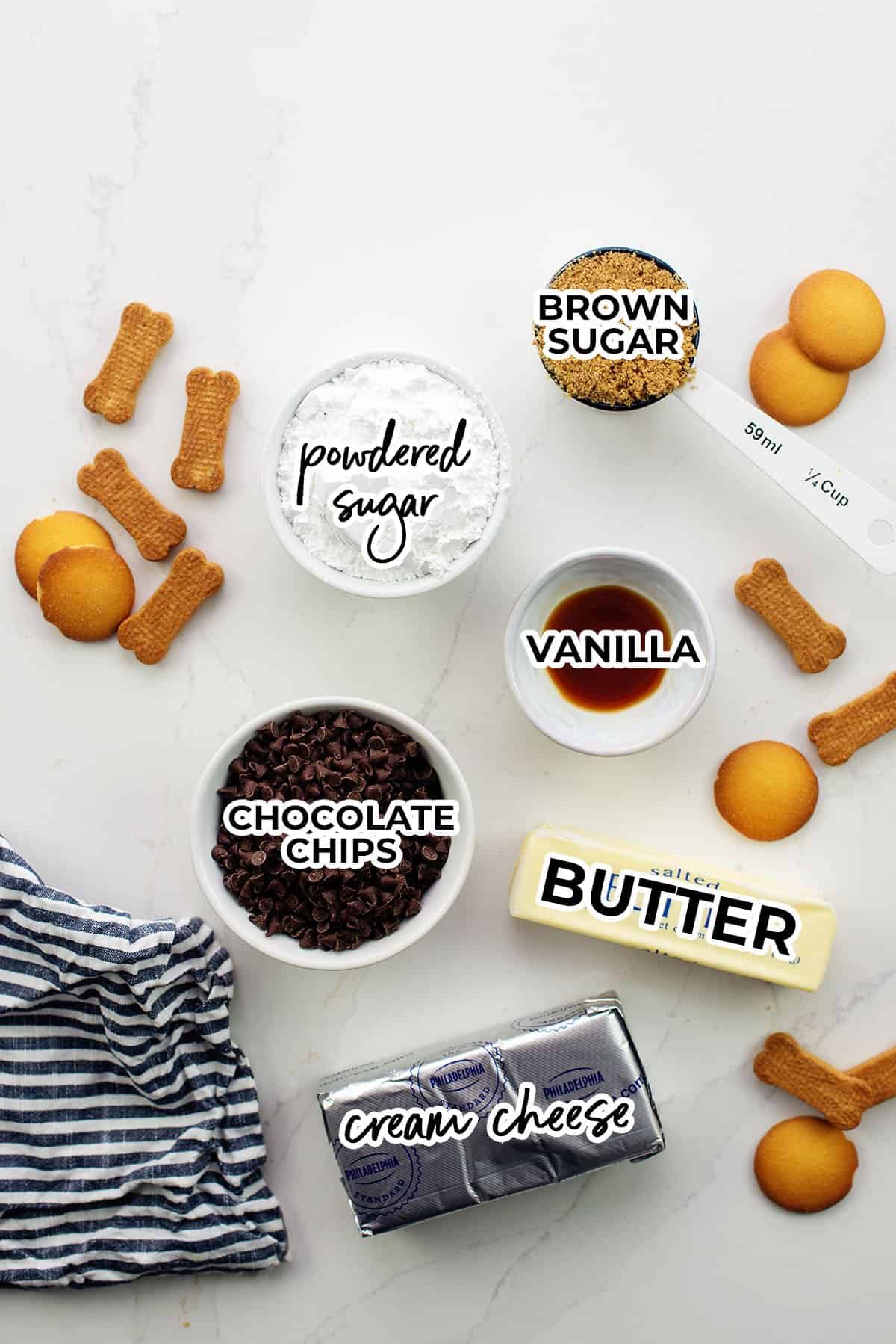 ingredients for cookie dough dip.