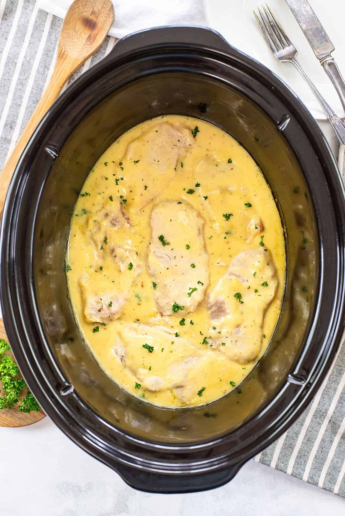 crockpot ranch pork chops.