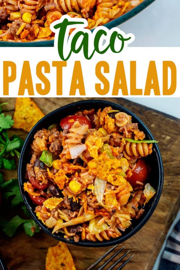 mexican pasta salad recipe with text for Pitnerest.