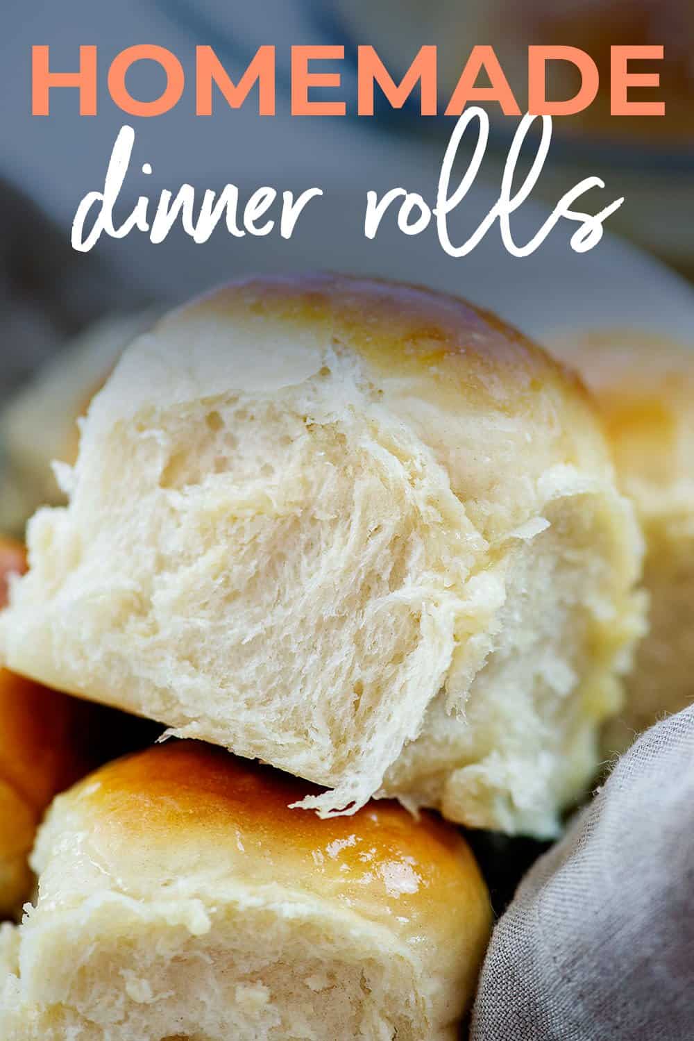 homemade dinner rolls with text for PInterest.