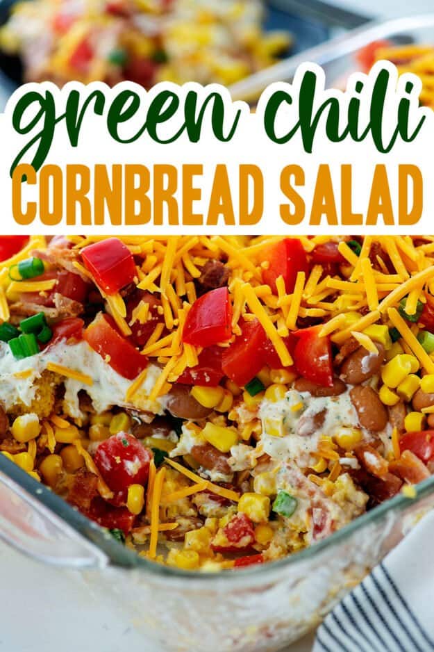 recipe for cornbread salad in dish.