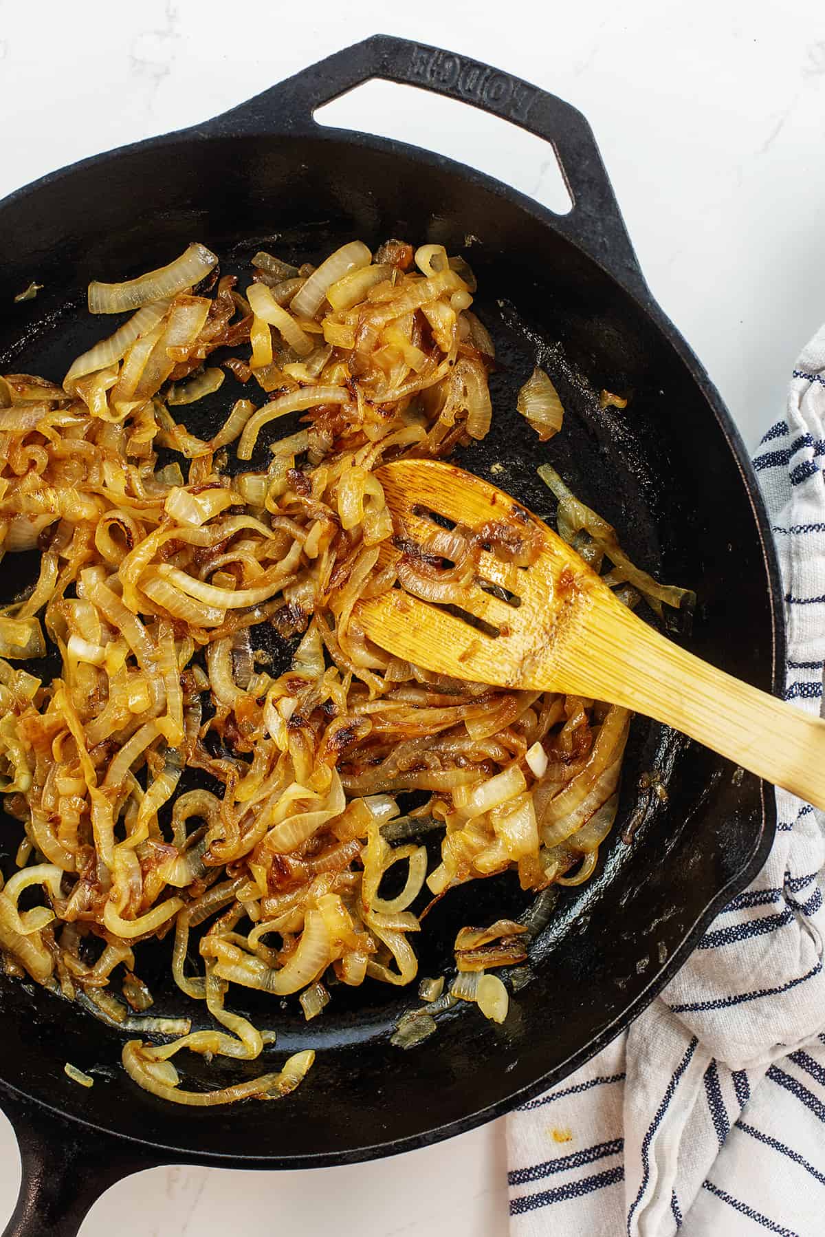caramelized onions in skillet.