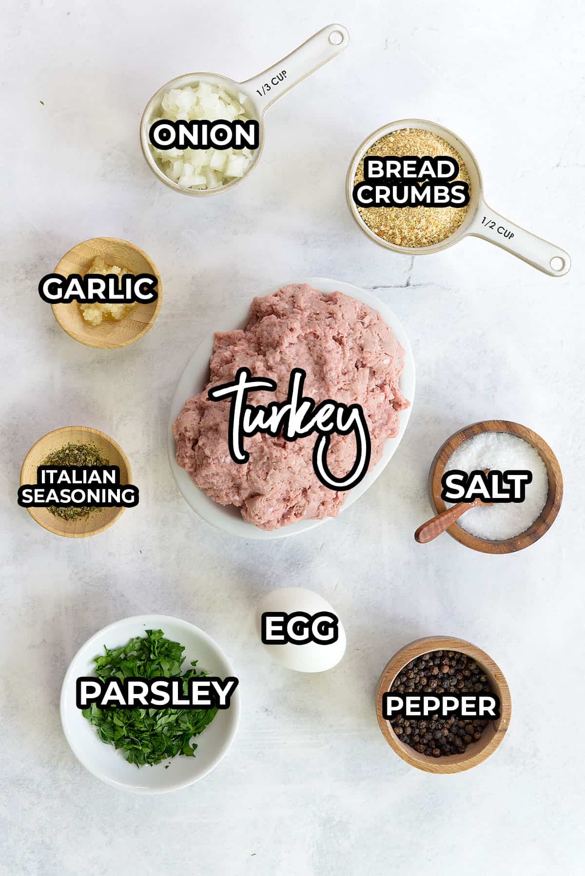 ingredients for turkey meatball recipe.