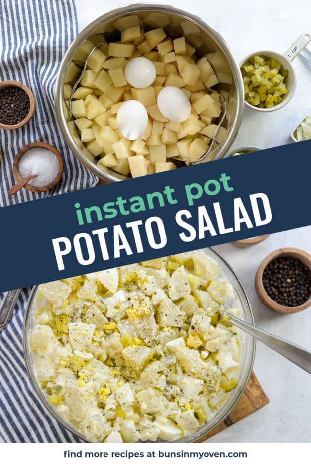 collage of potato salad images.