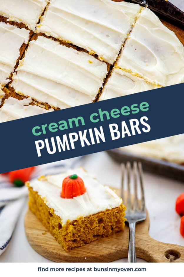 collage of pumpkin bars images.