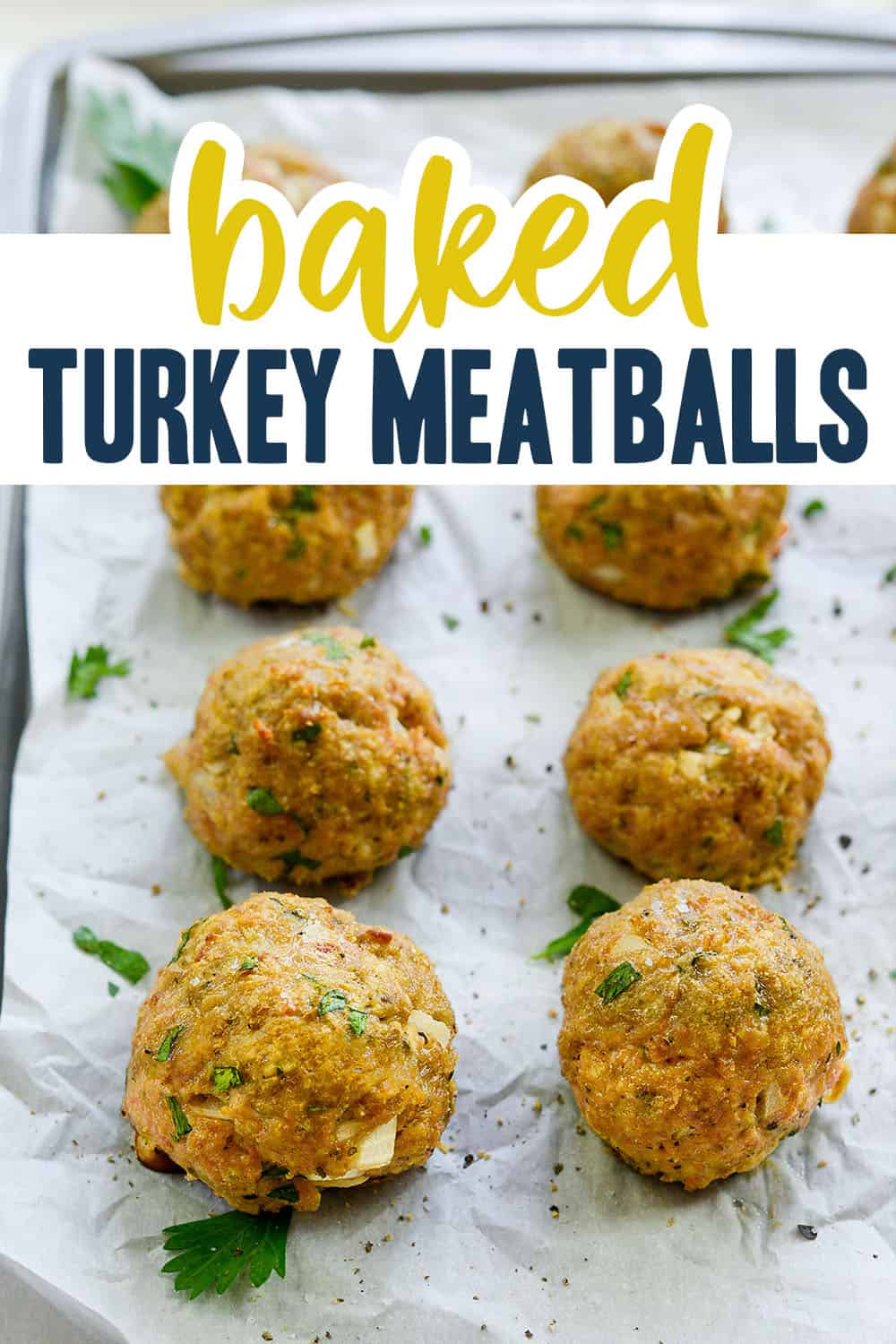baked turkey meatballs on sheet pan.