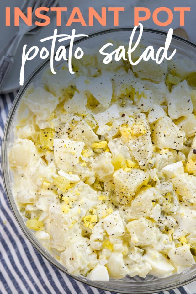 potato salad in mixing bowl.