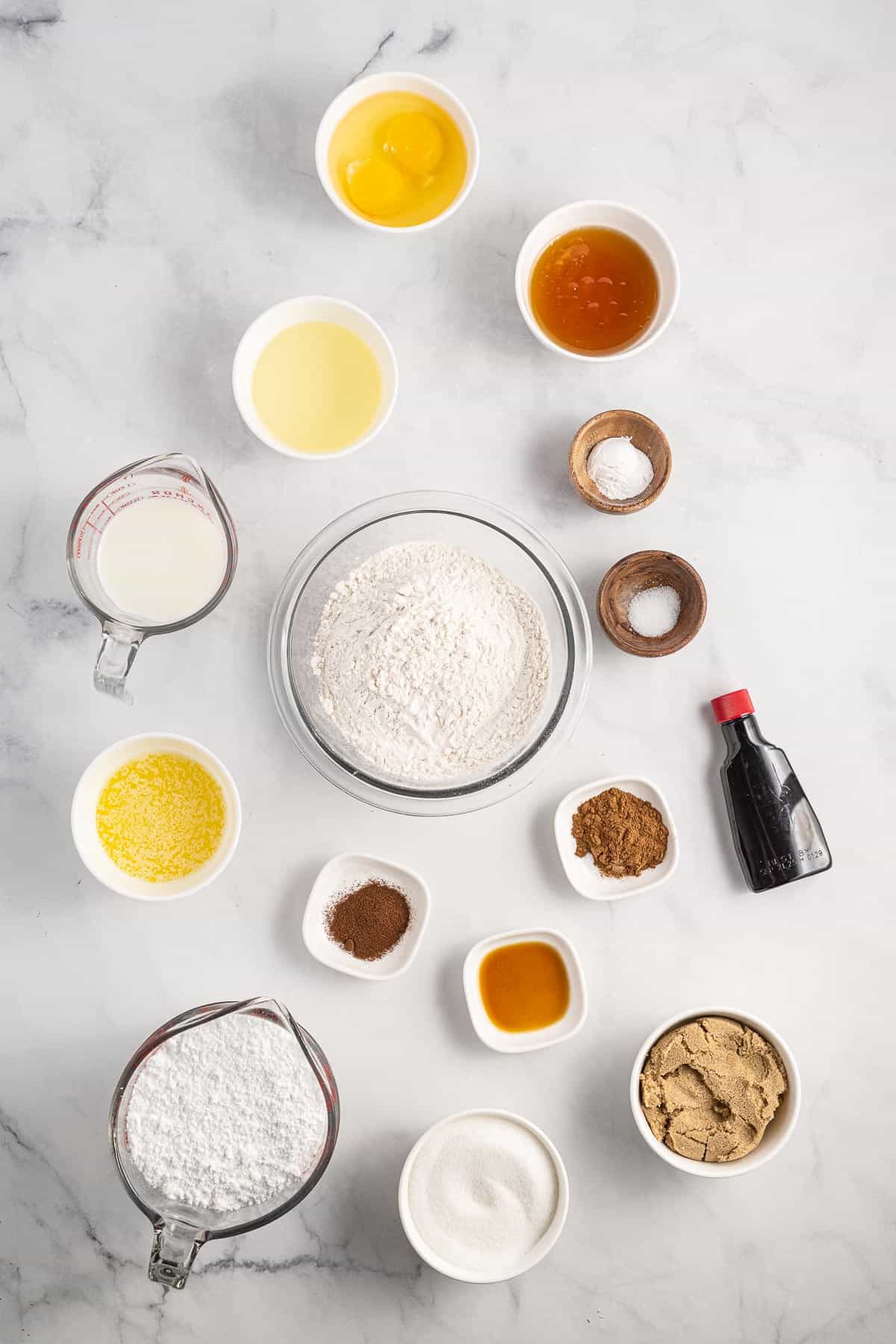 ingredients for maple glazed donuts.