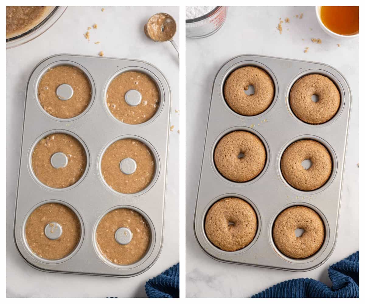 donuts in baking pan.