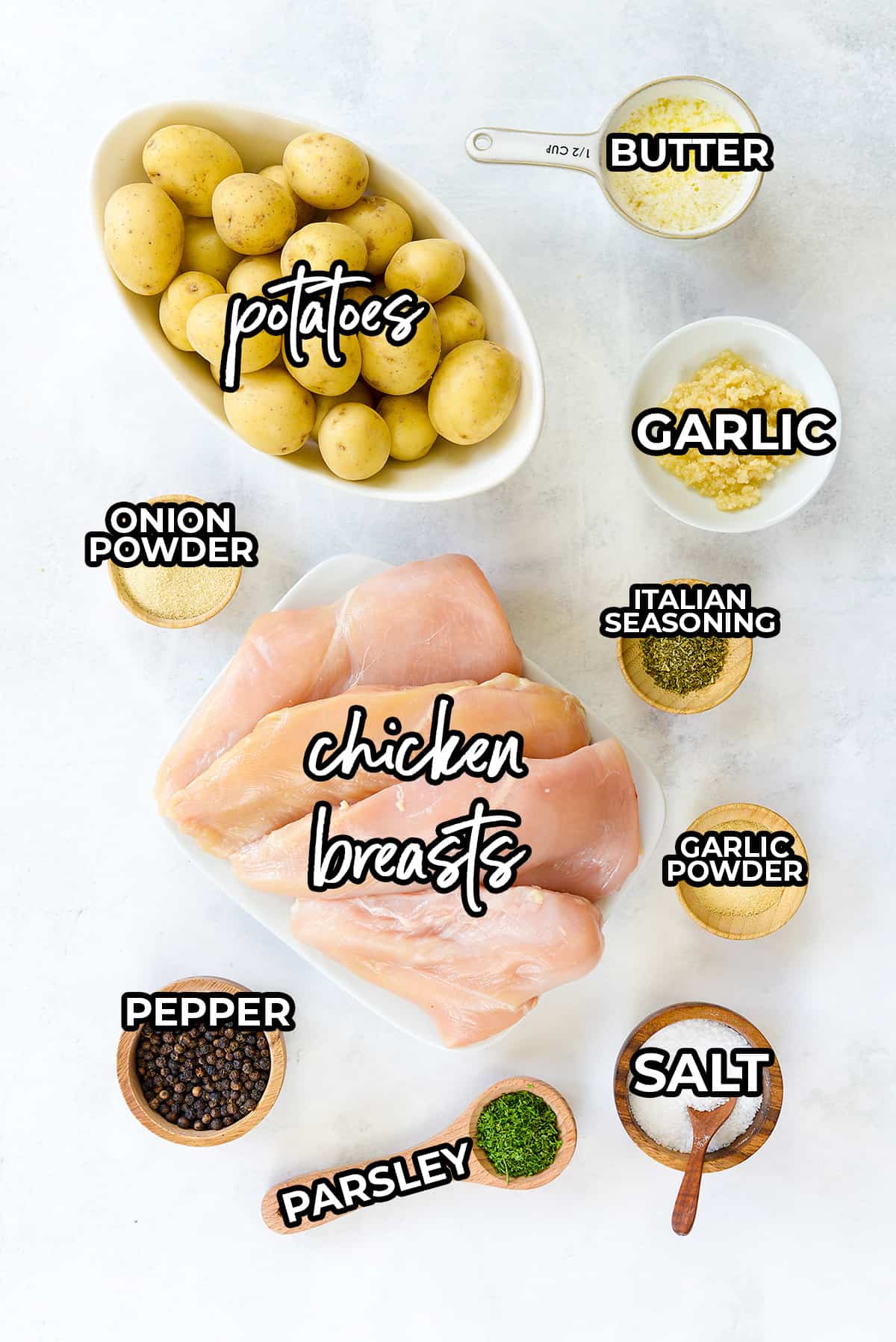 ingredients for sheet pan chicken recipe.