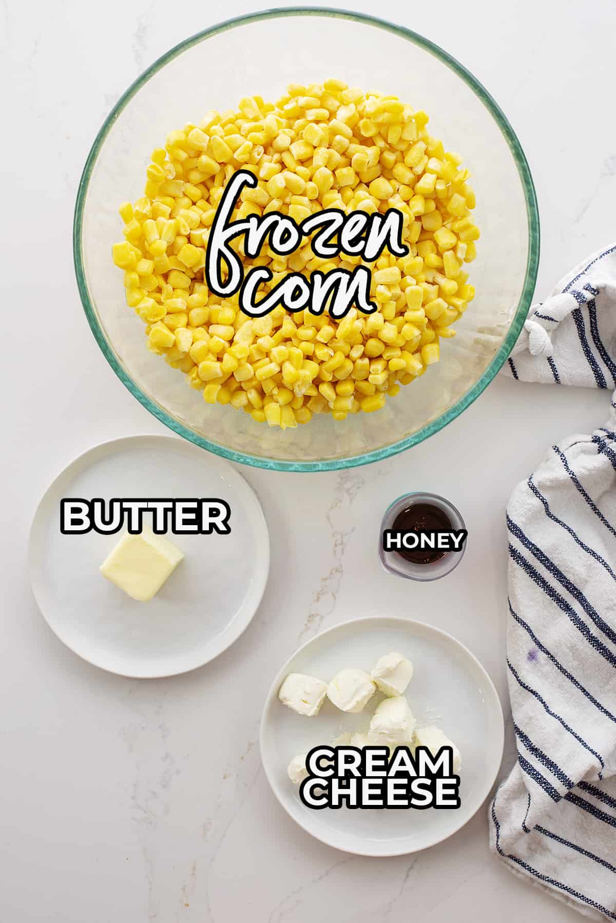 Ingredients for honey butter skillet corn.