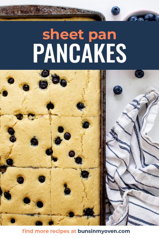Blueberry pancakes in sheet pan.