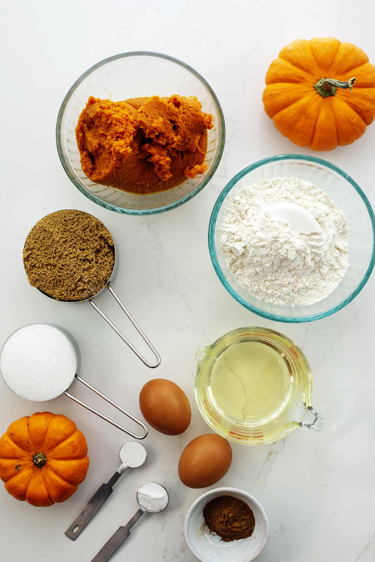 Ingredients for pumpkin donut bread.