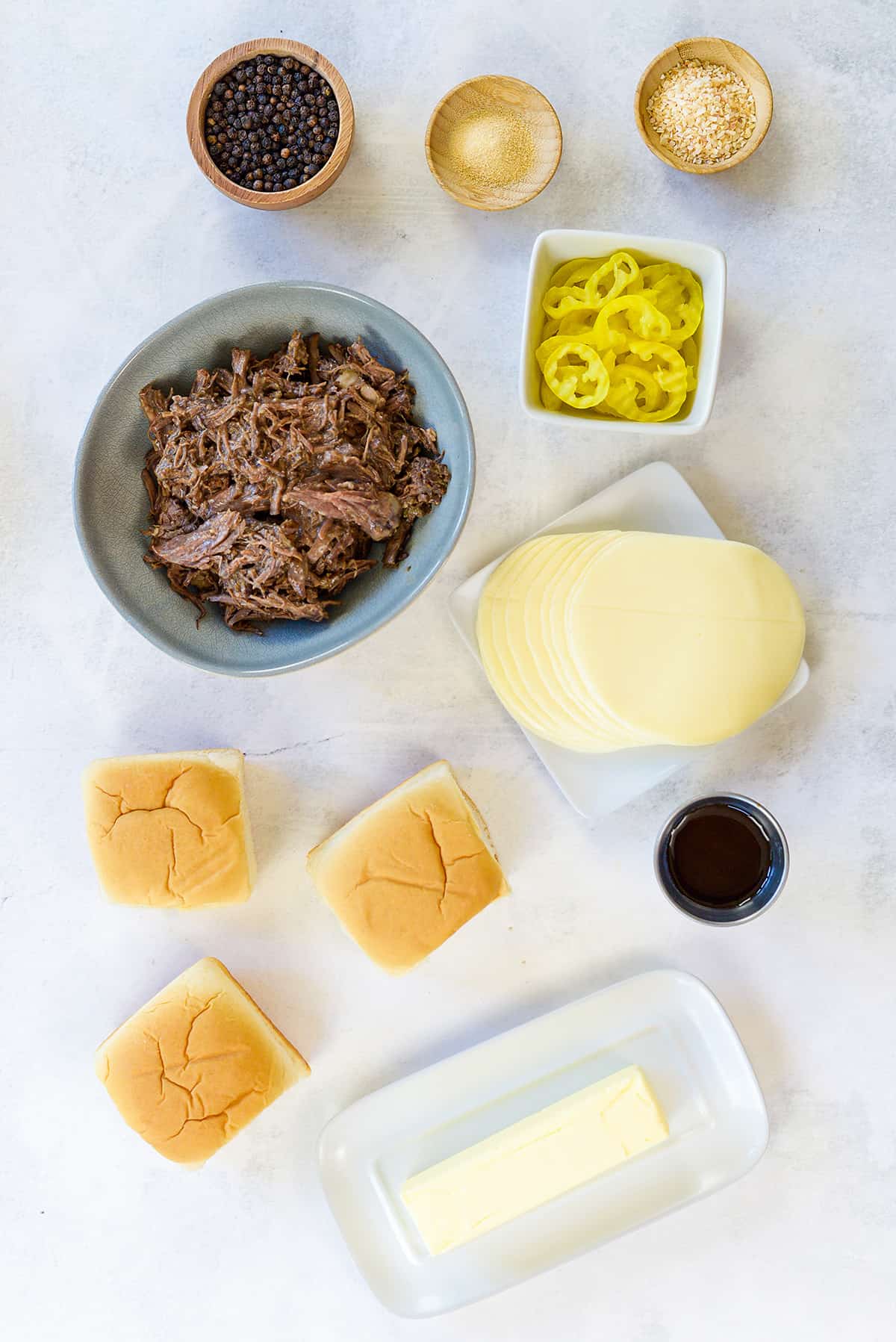 Ingredients for pot roast sliders.