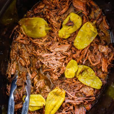 Mississippi Pot Roast in crockpot.