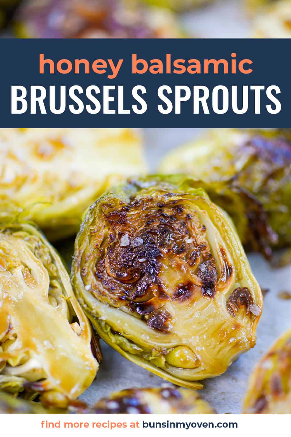 Honey Balsamic Brussel Sprouts on sheet pan.