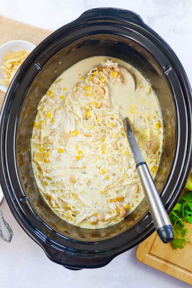 Creamy Crockpot White Chicken Chili Recipe | Buns In My Oven
