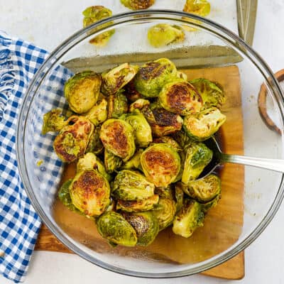 Bowl full of Brussels sprouts.