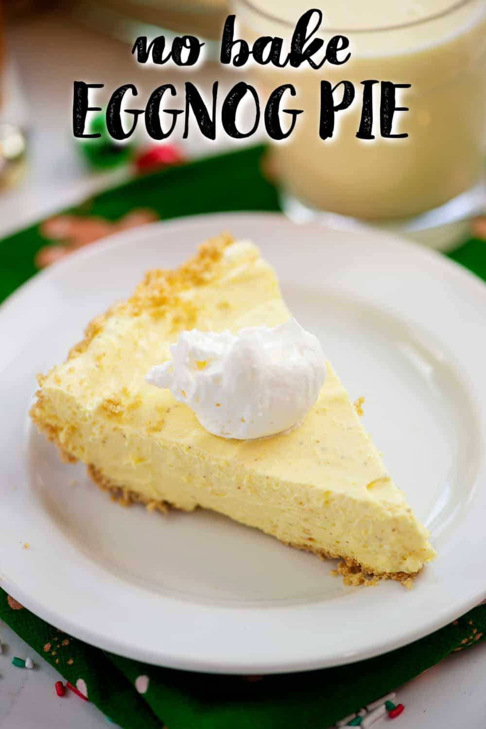 Recipe for eggnog pie.