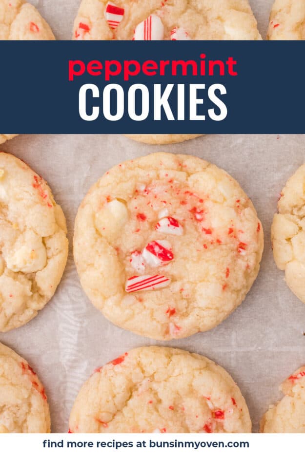 Peppermint cookies on baking sheet.