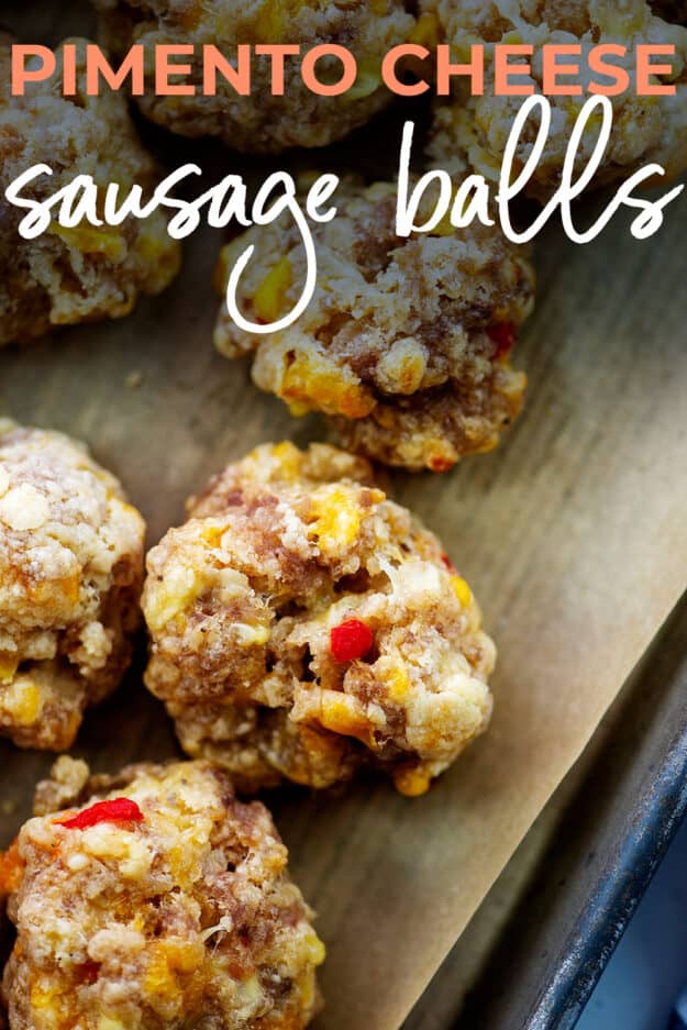 Sausage balls made with pimento cheese.