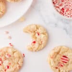 Peppermint cookie with a bite taken out of it.