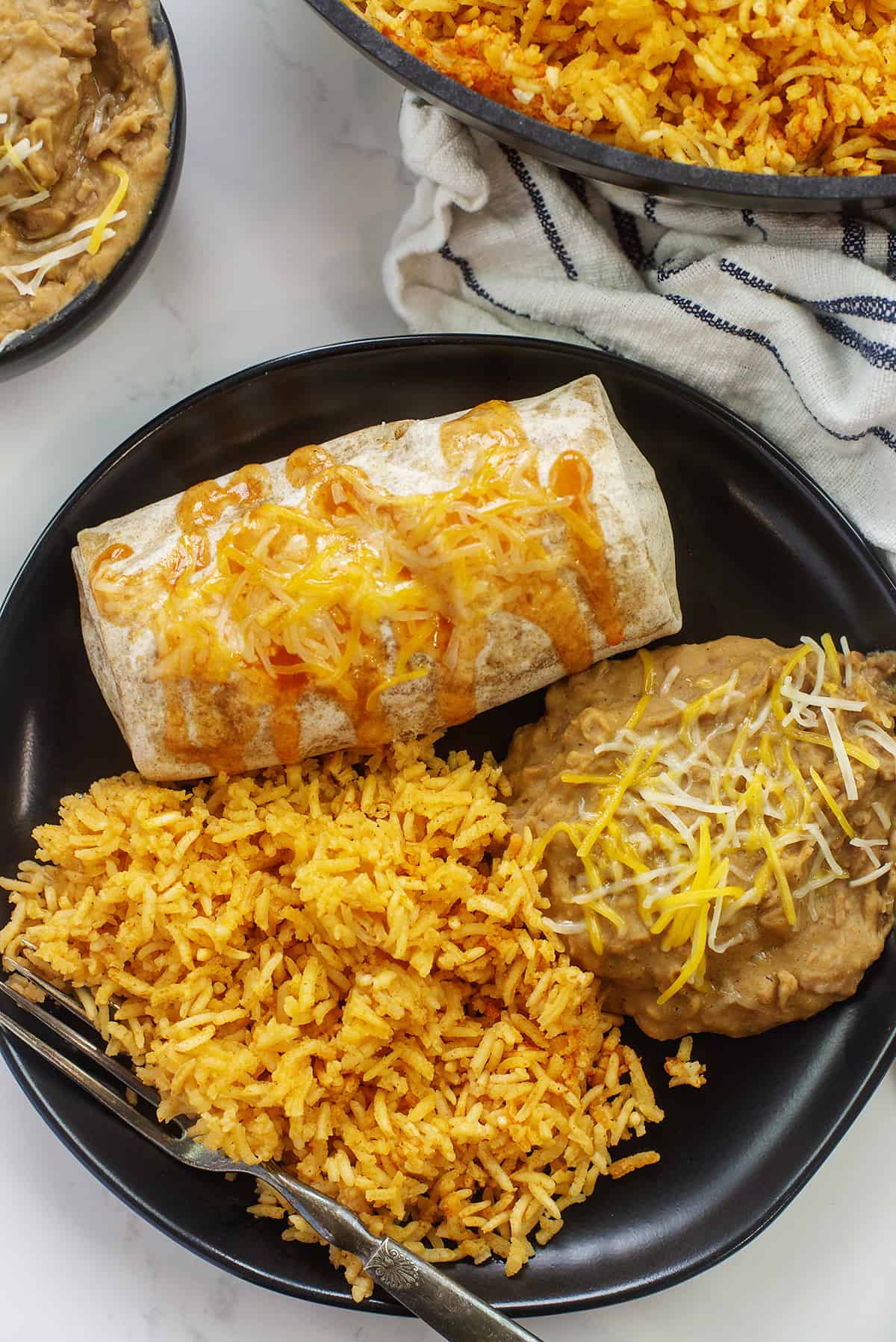 Close up of Mexican rice on plate.