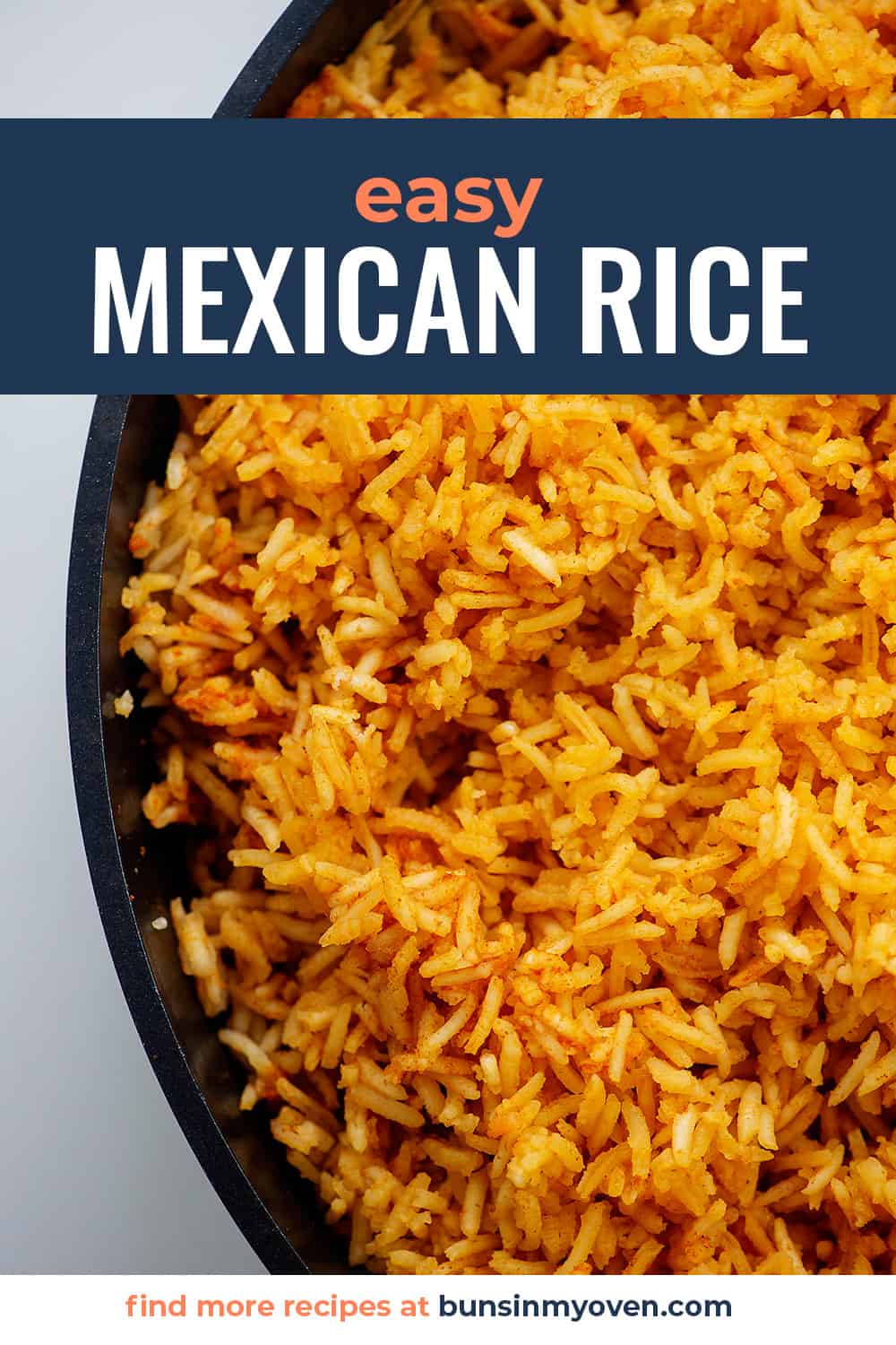 Close up of Mexican rice in pan.