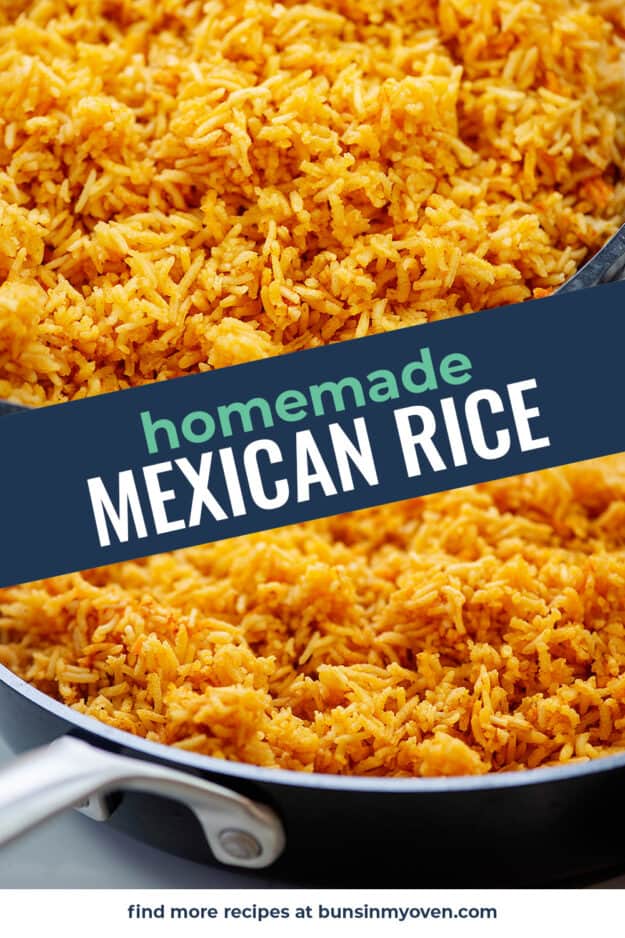 Collage of Mexican rice recipe images.
