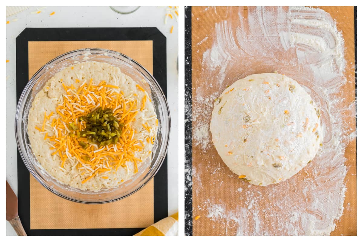 Collage showing bread dough.