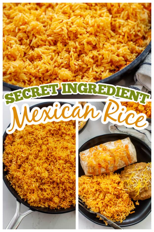Collage of Mexican rice images.