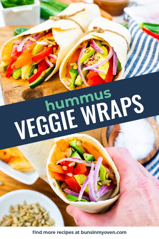 Collage of veggie wrap images.