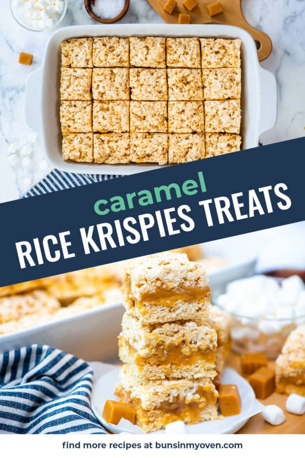 Collage of rice krispies treats images.