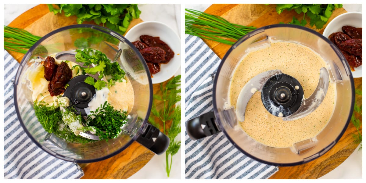 Collage showing how to make chipotle ranch.