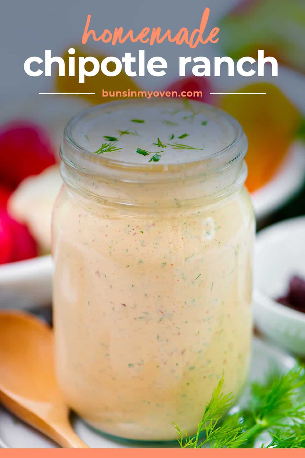 Chipotle ranch dressing in mason jar.