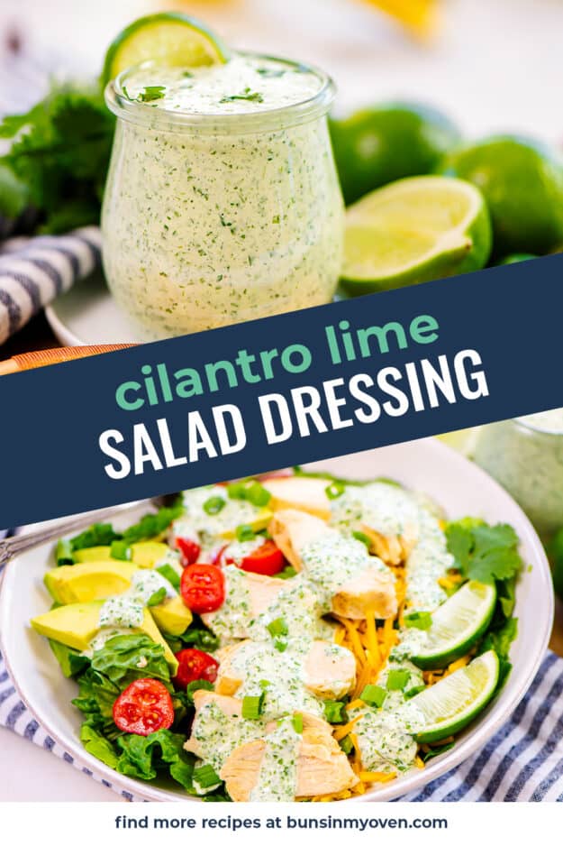 Collage of salad dressing images.