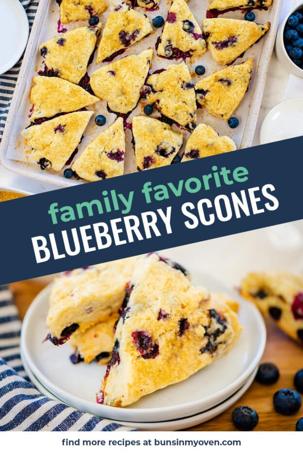 Collage of blueberry scone images.