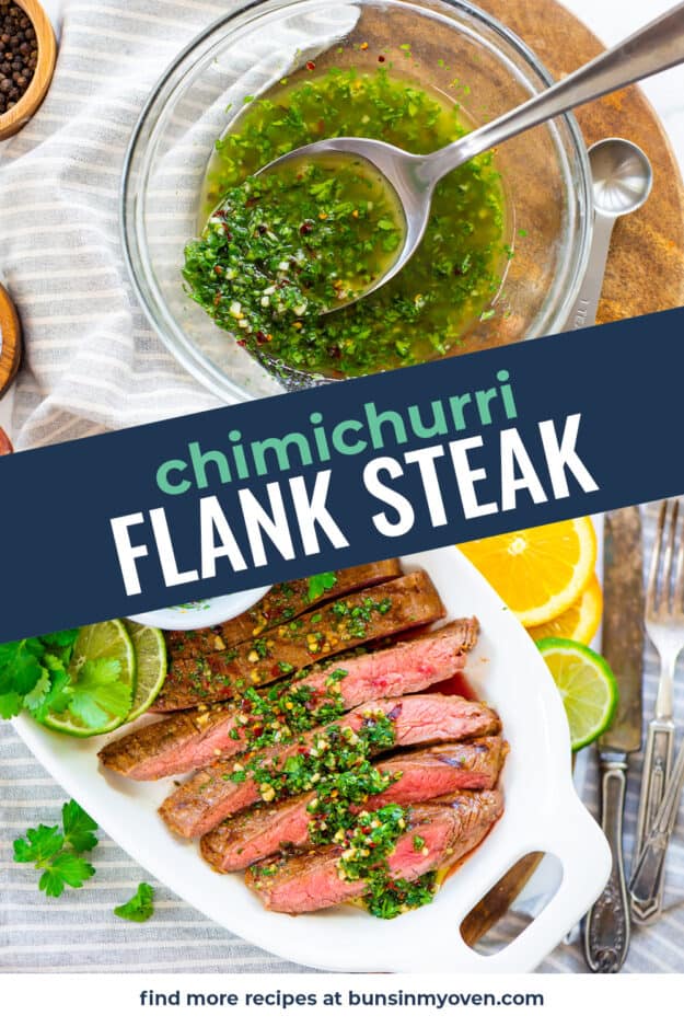 Collage of chimichurri steak images.