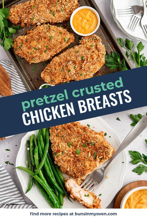Collage of baked chicken breast images.