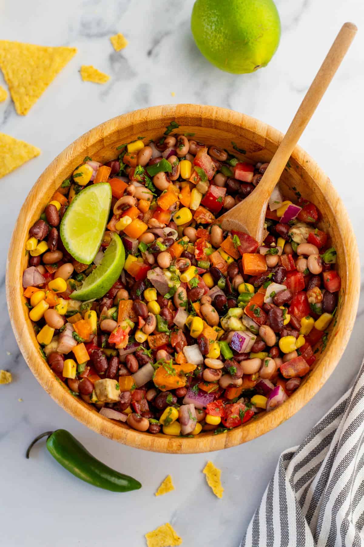 Cowboy caviar in large bowl.