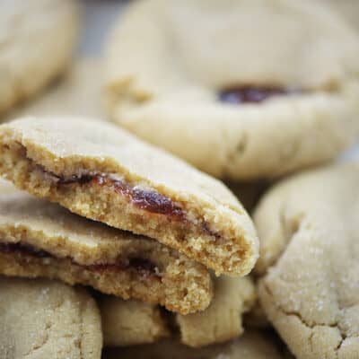 Peanut butter and jelly stuffed cookie.