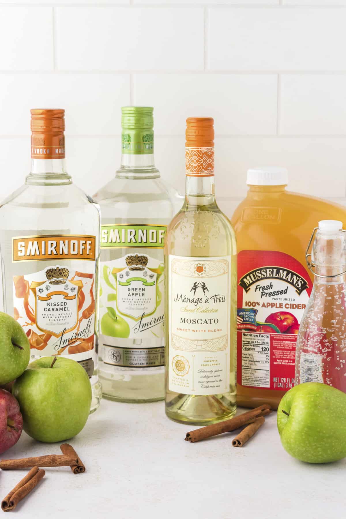 Ingredients for caramel apple sangria recipe.